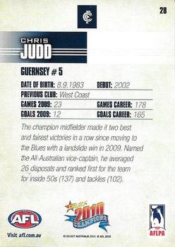 2010 Select AFL Champions #28 Chris Judd Back